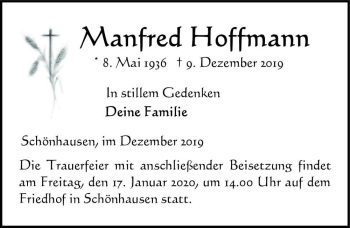 Traueranzeige von Manfred Hoffmann  von Magdeburger Volksstimme