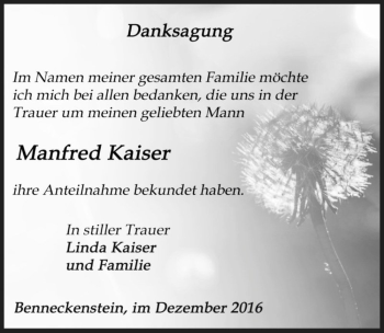 Traueranzeige von Manfred Kaiser  von Magdeburger Volksstimme