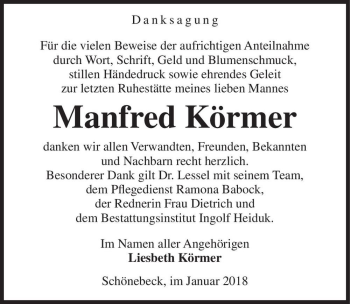 Traueranzeige von Manfred Körmer  von Magdeburger Volksstimme