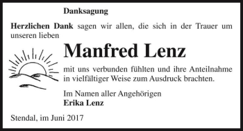 Traueranzeige von Manfred Lenz  von Magdeburger Volksstimme