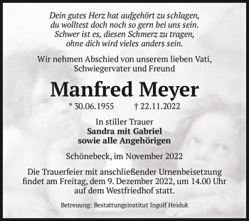 Traueranzeige von Manfred Meyer  von Magdeburger Volksstimme