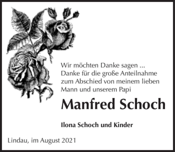 Traueranzeige von Manfred Schoch  von Magdeburger Volksstimme