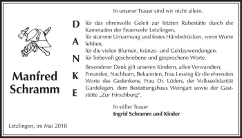 Traueranzeige von Manfred Schramm  von Magdeburger Volksstimme