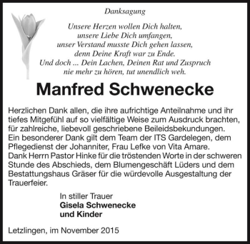 Traueranzeige von Manfred Schwenecke  von Magdeburger Volksstimme
