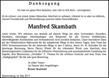 Traueranzeige von Manfred Skambath  von Magdeburger Volksstimme