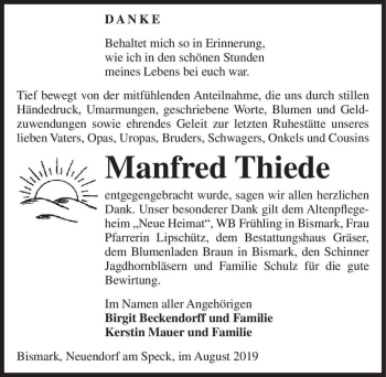 Traueranzeige von Manfred Thiede  von Magdeburger Volksstimme