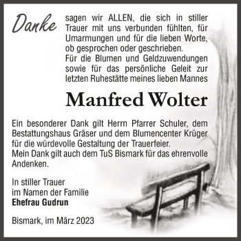 Traueranzeige von Manfred Wolter  von Magdeburger Volksstimme