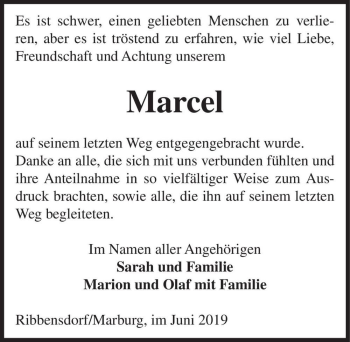 Traueranzeige von Marcel  von Magdeburger Volksstimme