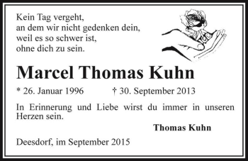 Traueranzeige von Marcel Thomas Kuhn  von Magdeburger Volksstimme