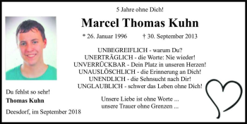 Traueranzeige von Marcel Thomas Kuhn  von Magdeburger Volksstimme