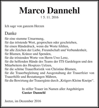 Traueranzeige von Marco Dannehl  von Magdeburger Volksstimme