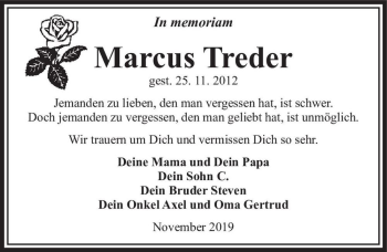 Traueranzeige von Marcus Treder  von Magdeburger Volksstimme
