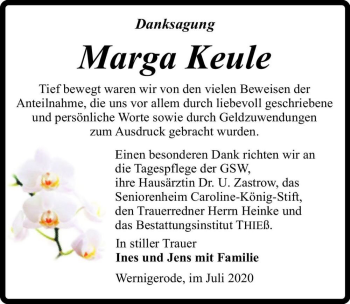 Traueranzeige von Marga Keule  von Magdeburger Volksstimme