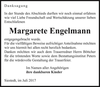 Traueranzeige von Margarete Engelmann  von Magdeburger Volksstimme