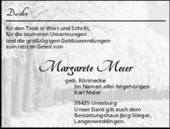 Traueranzeige von Margarete Meier (geb. Könnecke)  von Magdeburger Volksstimme