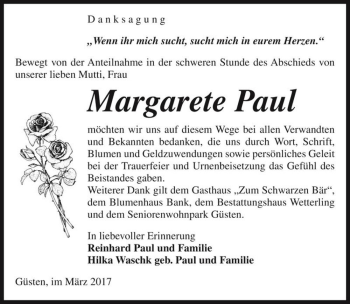 Traueranzeige von Margarete Paul  von Magdeburger Volksstimme
