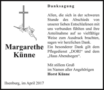 Traueranzeige von Margarethe Künne  von Magdeburger Volksstimme