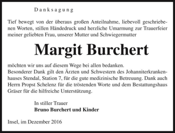Traueranzeige von Margit Burchert  von Magdeburger Volksstimme