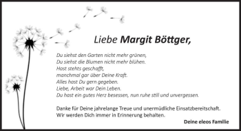 Traueranzeige von Margit Böttger  von Magdeburger Volksstimme