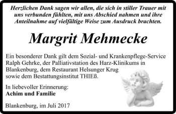 Traueranzeige von Margit Mehmecke  von Magdeburger Volksstimme