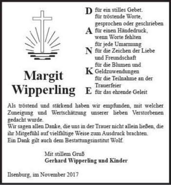 Traueranzeige von Margit Wipperling  von Magdeburger Volksstimme