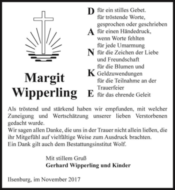 Traueranzeige von Margit Wipperling  von Magdeburger Volksstimme