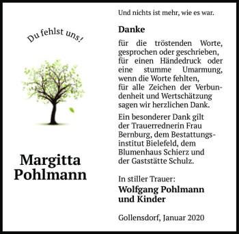 Traueranzeige von Margitta Pohlmann  von Magdeburger Volksstimme