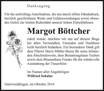 Traueranzeige von Margot Böttcher  von Magdeburger Volksstimme