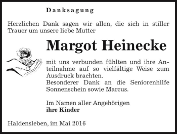 Traueranzeige von Margot Heinecke  von Magdeburger Volksstimme