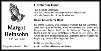 Traueranzeige von Margot Heinsohn  von Magdeburger Volksstimme