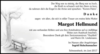 Traueranzeige von Margot Hellmund  von Magdeburger Volksstimme