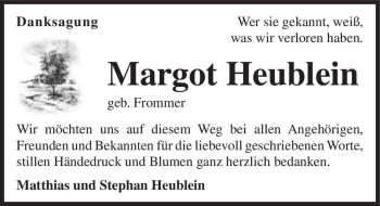 Traueranzeige von Margot Heublein (geb. Frommer)  von Magdeburger Volksstimme