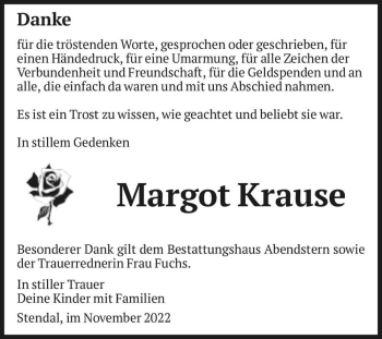 Traueranzeige von Margot Krause  von Magdeburger Volksstimme