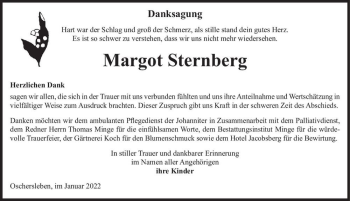 Traueranzeige von Margot Sternberg  von Magdeburger Volksstimme