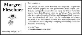 Traueranzeige von Margret Fleschner  von Magdeburger Volksstimme