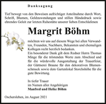 Traueranzeige von Margrit Böhm  von Magdeburger Volksstimme