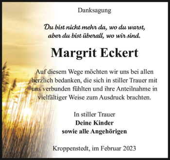 Traueranzeige von Margrit Eckert  von Magdeburger Volksstimme