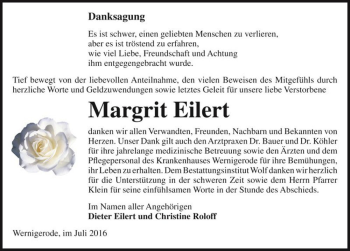 Traueranzeige von Margrit Eilert  von Magdeburger Volksstimme