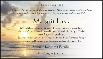 Traueranzeige von Margrit Lask  von Magdeburger Volksstimme