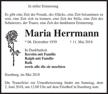 Traueranzeige von Maria Herrmann  von Magdeburger Volksstimme