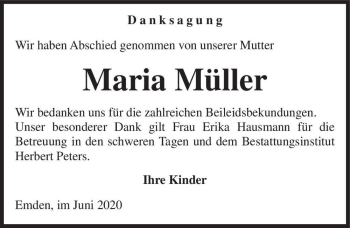 Traueranzeige von Maria Müller  von Magdeburger Volksstimme