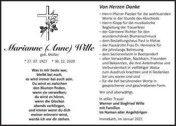 Traueranzeige von Marianne 