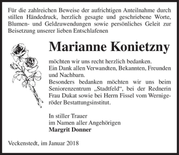 Traueranzeige von Marianne Konietzny  von Magdeburger Volksstimme