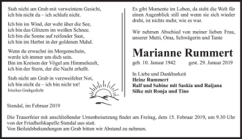 Traueranzeige von Marianne Rummert  von Magdeburger Volksstimme