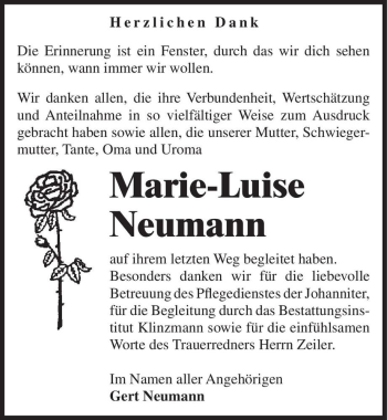 Traueranzeige von Marie-Luise Neumann  von Magdeburger Volksstimme