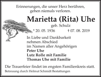 Traueranzeige von Marietta 