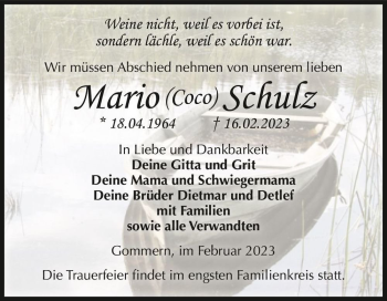 Traueranzeige von Mario 