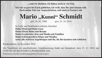 Traueranzeige von Mario 