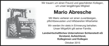 Traueranzeige von Mario Abresche  von Magdeburger Volksstimme