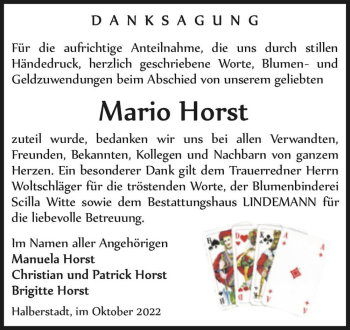 Traueranzeige von Mario Horst  von Magdeburger Volksstimme